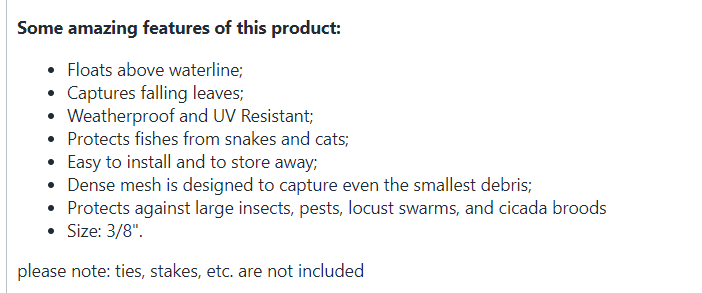 Heavy Duty Pond &amp; Pool Netting - Protect Fish &amp; More